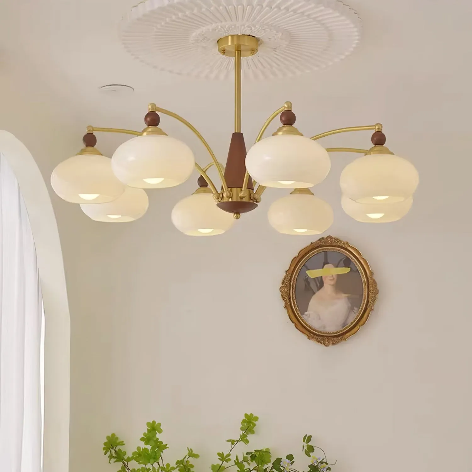 Vintage Multihead Persimmon Chandelier KL609