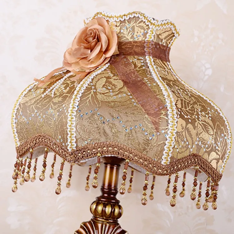 Pastoral Flower Lampshade Carved Table Lamp KL705