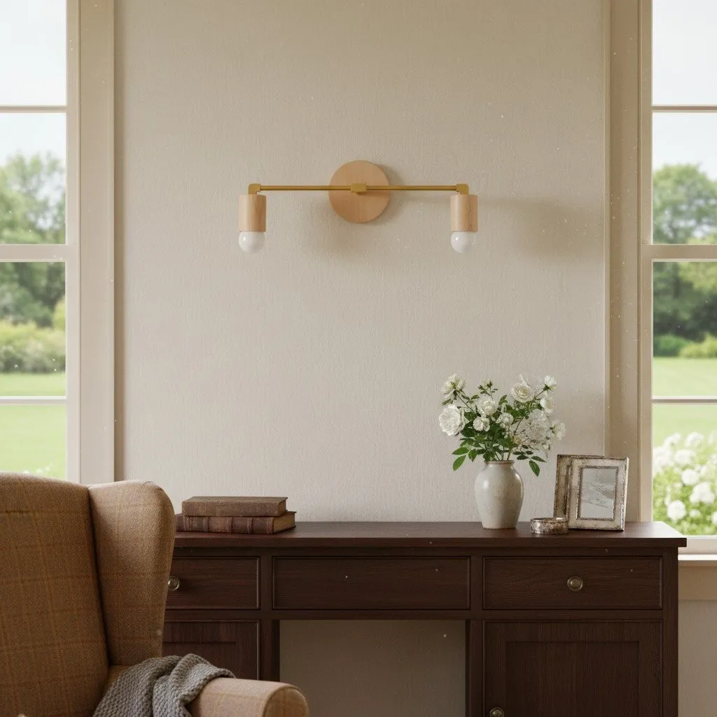 Mobilux Line Wood and Vanity Light - Bohemian Bathroom Lighting Fixture KL1469