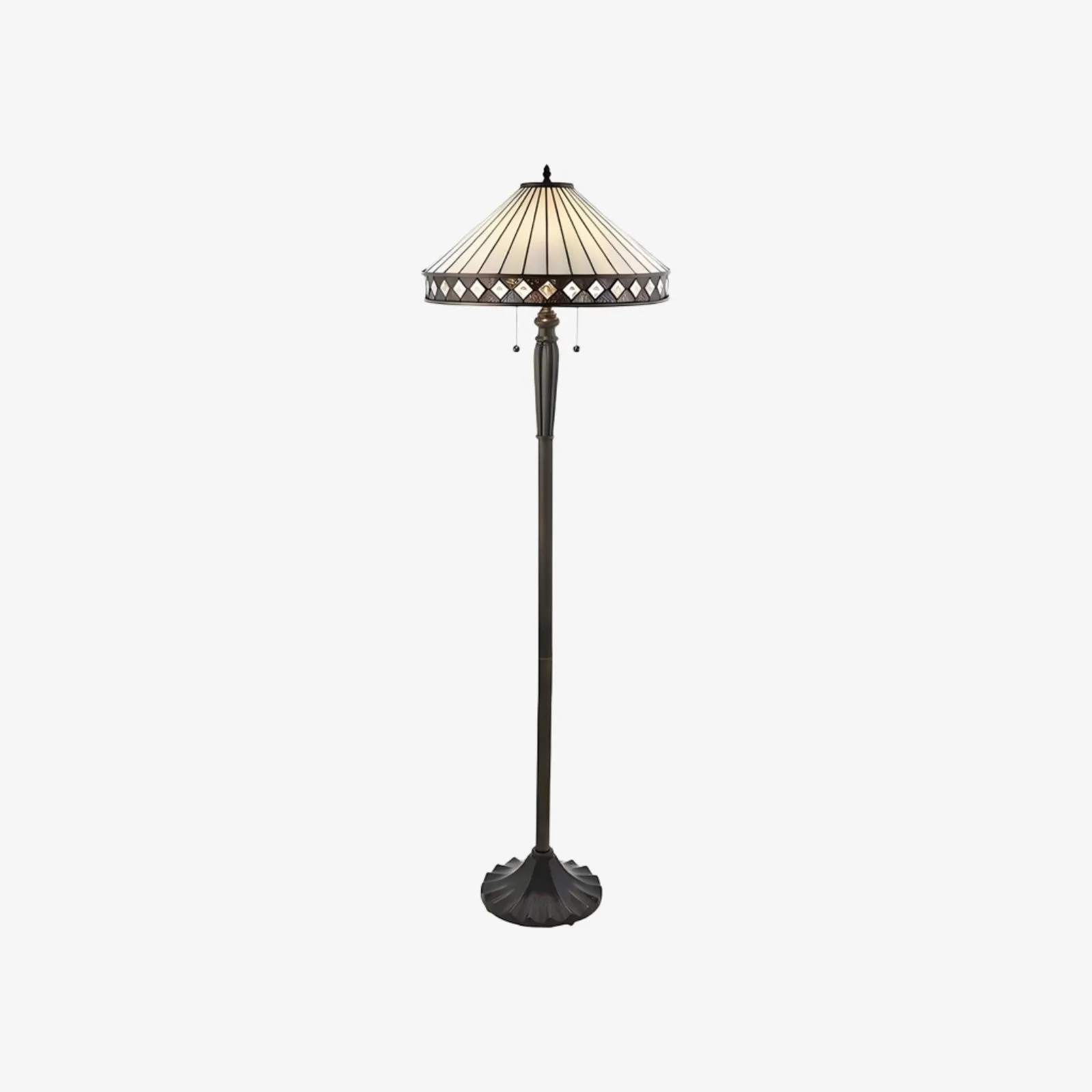 TF Fargo Geometric Stained Glass Table and Floor Lamp - Vintage Art Deco Lamp for Living Room KL1963