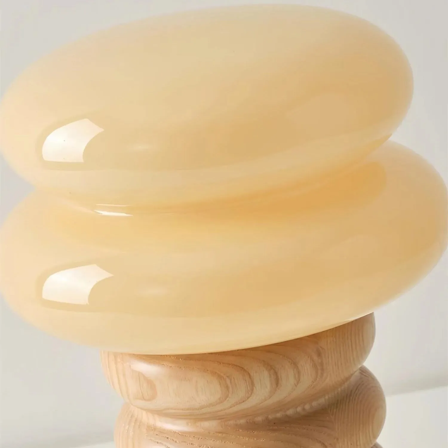 Auralume Refined Wood and Glass Table Lamp - Decorative Light for Bedroom and Office KL2115