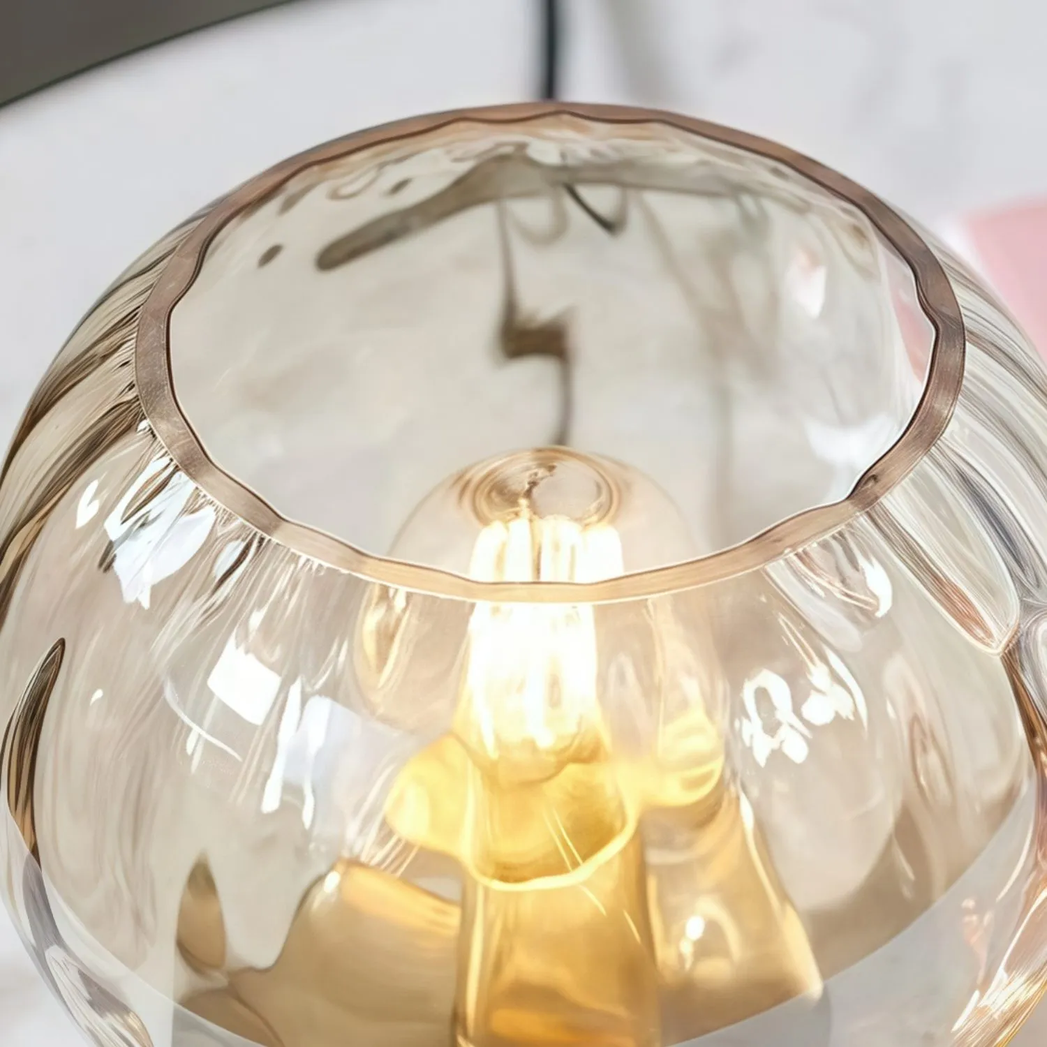 Tracian Modern Dimple Globe Table Lamp - Brass Ambient Decorative Lamp for Bedroom or Lounge KL2007