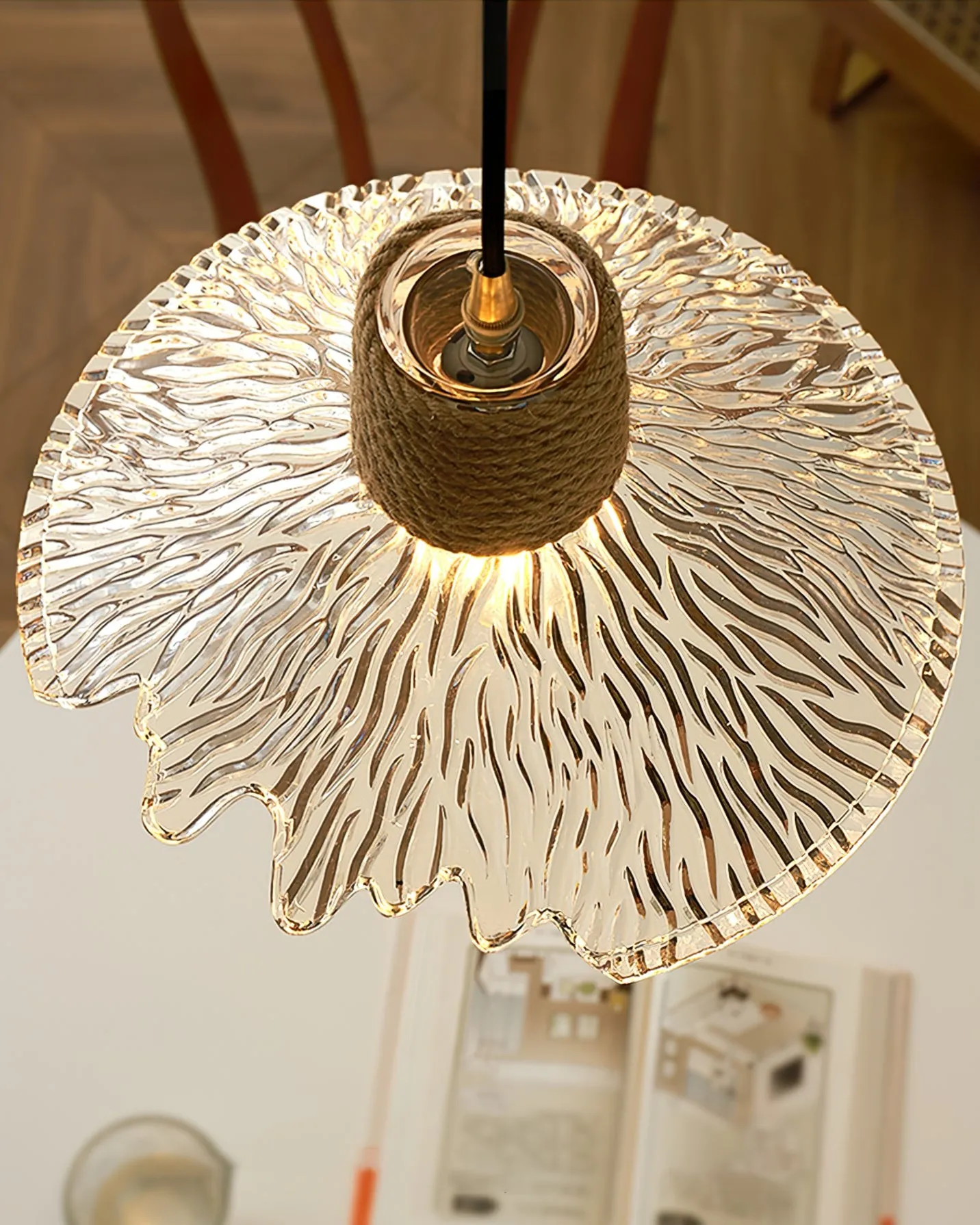 Hemp Rope Glass Pendant Lamp KL1030
