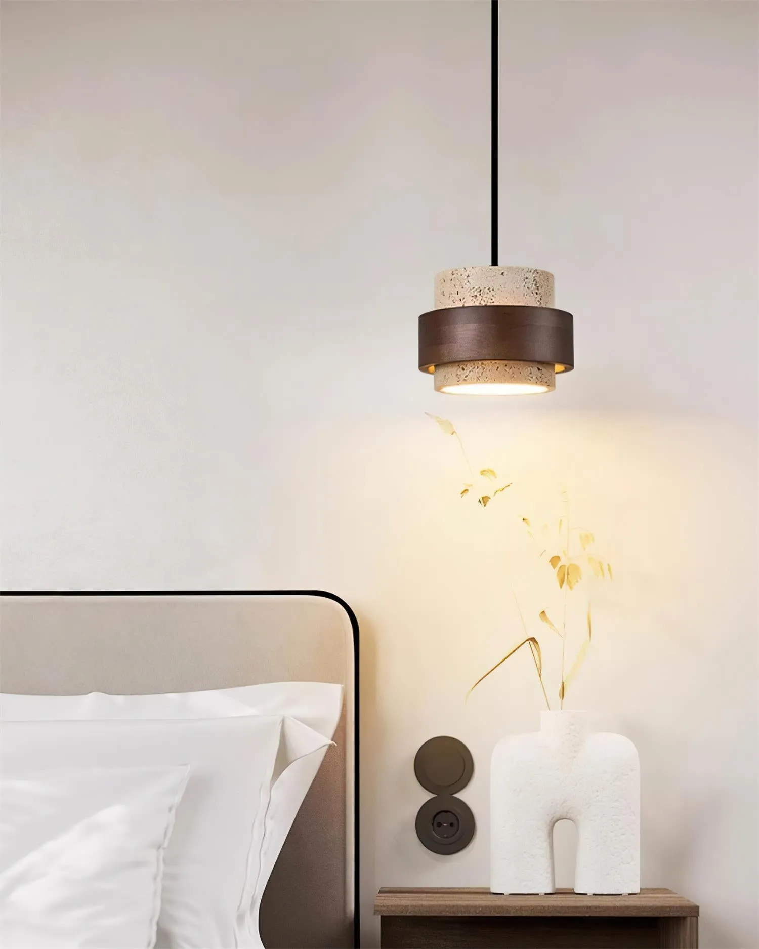 Cole Travertine Plug In Pendant Lamp D56