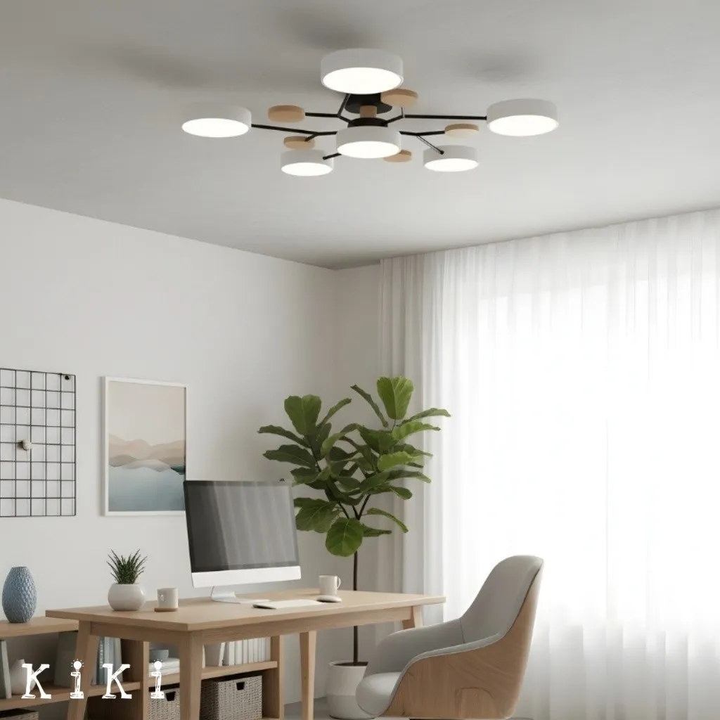 Nordic LED Branched Circle Wooden Ceiling Light KL39
