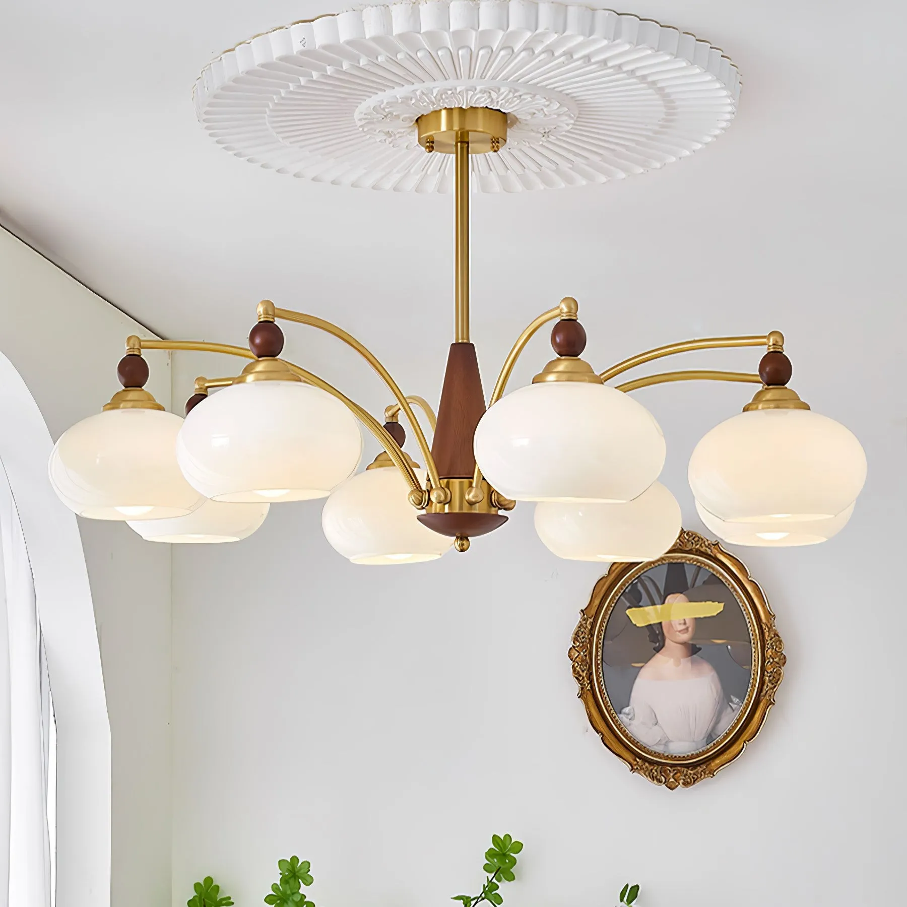 Vintage Multihead Persimmon Chandelier KL609