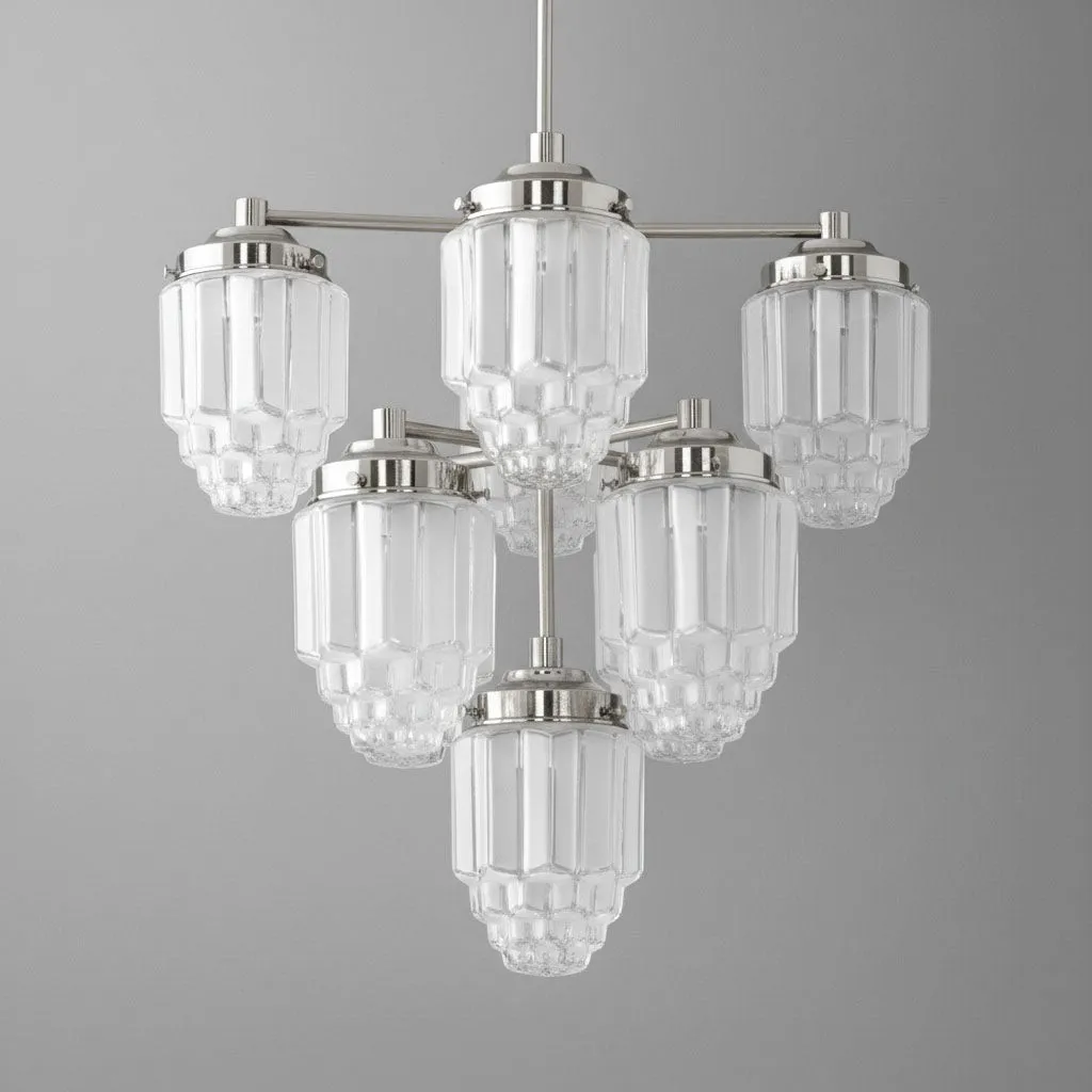 Tierlux Glass Textured Brass Chandelier – Timeless Lighting with Style KL1479