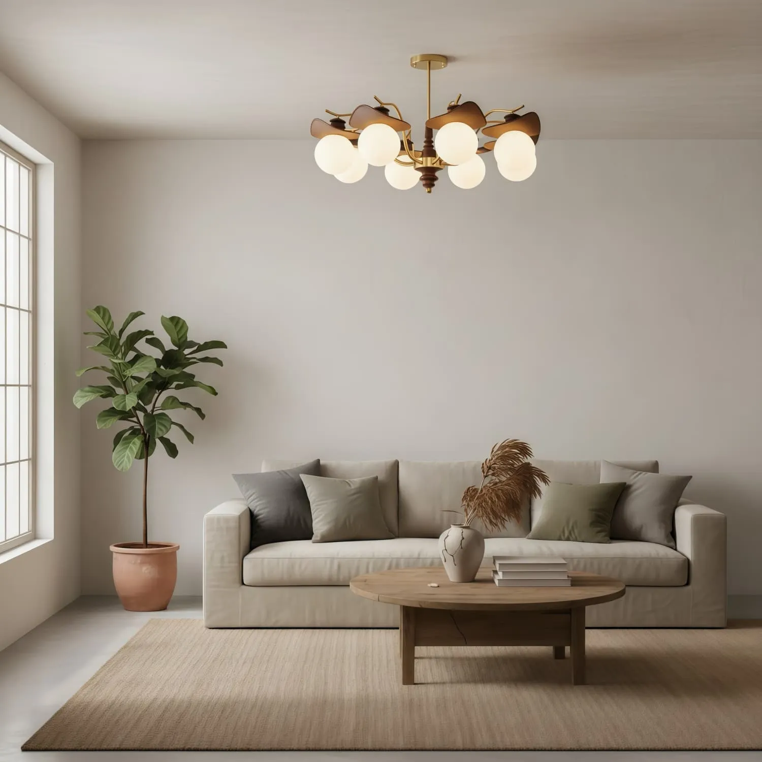 Solvane Multi Arm Chandelier with Glass Shades - Retro Decorative Lighting for Dining Room KL2260