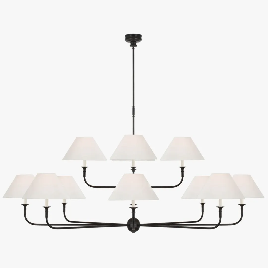 Modern Industrial Metal Chandelier – Luxury Linen Shade Design for Dining or Living Room KL1218