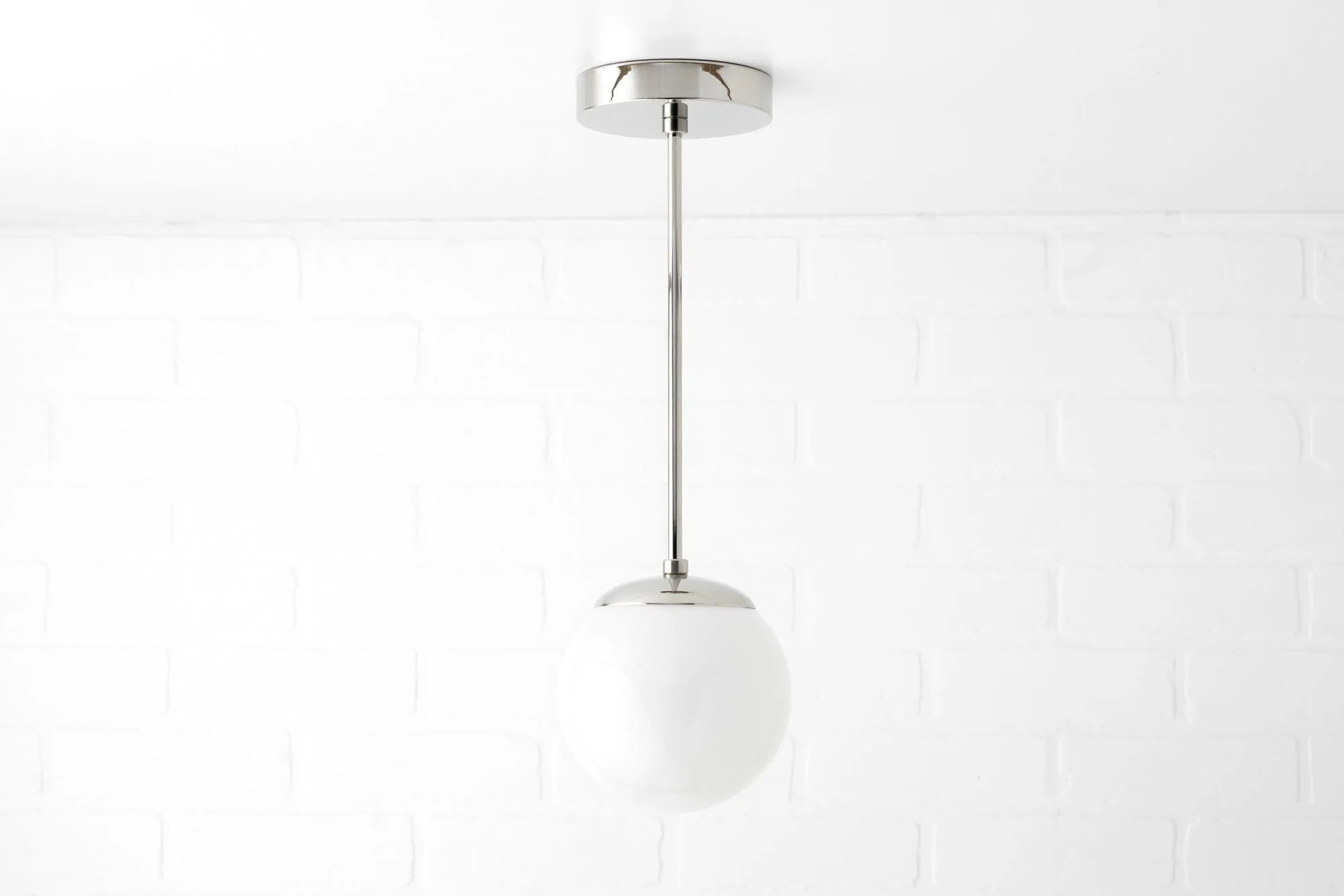 Glorica Glass White Globe Pendant Light - Mid Century Modern Glass Hanging Fixture KL1423