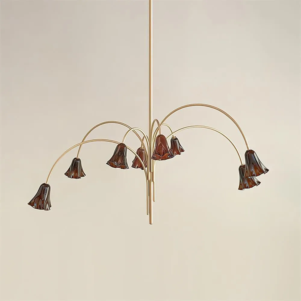 Bellina Modern Romantic Chandelier - Botanical Lily Design with Glass Flowers KL1449