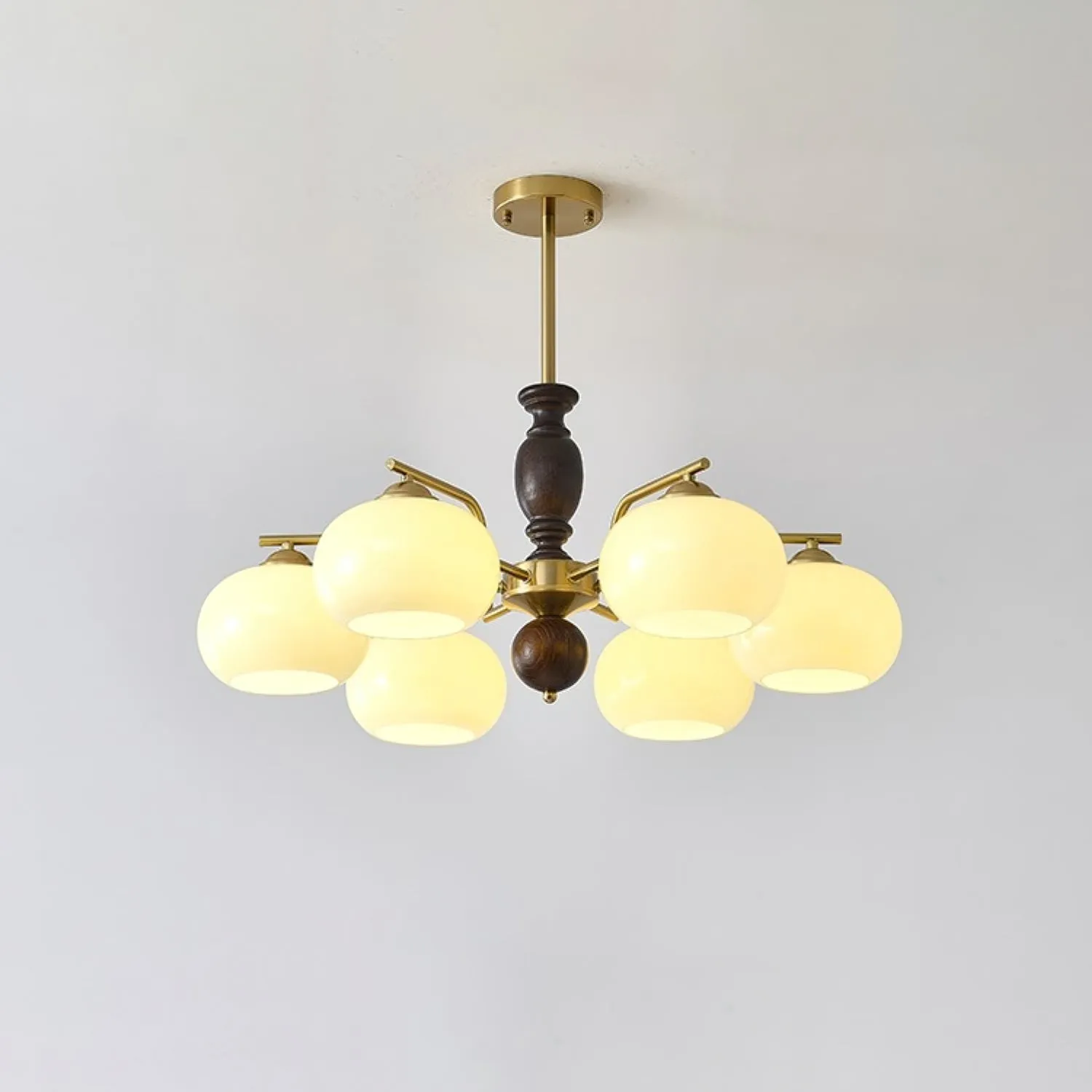 Medieval Style Walnut Beige Orb Chandelier KL750