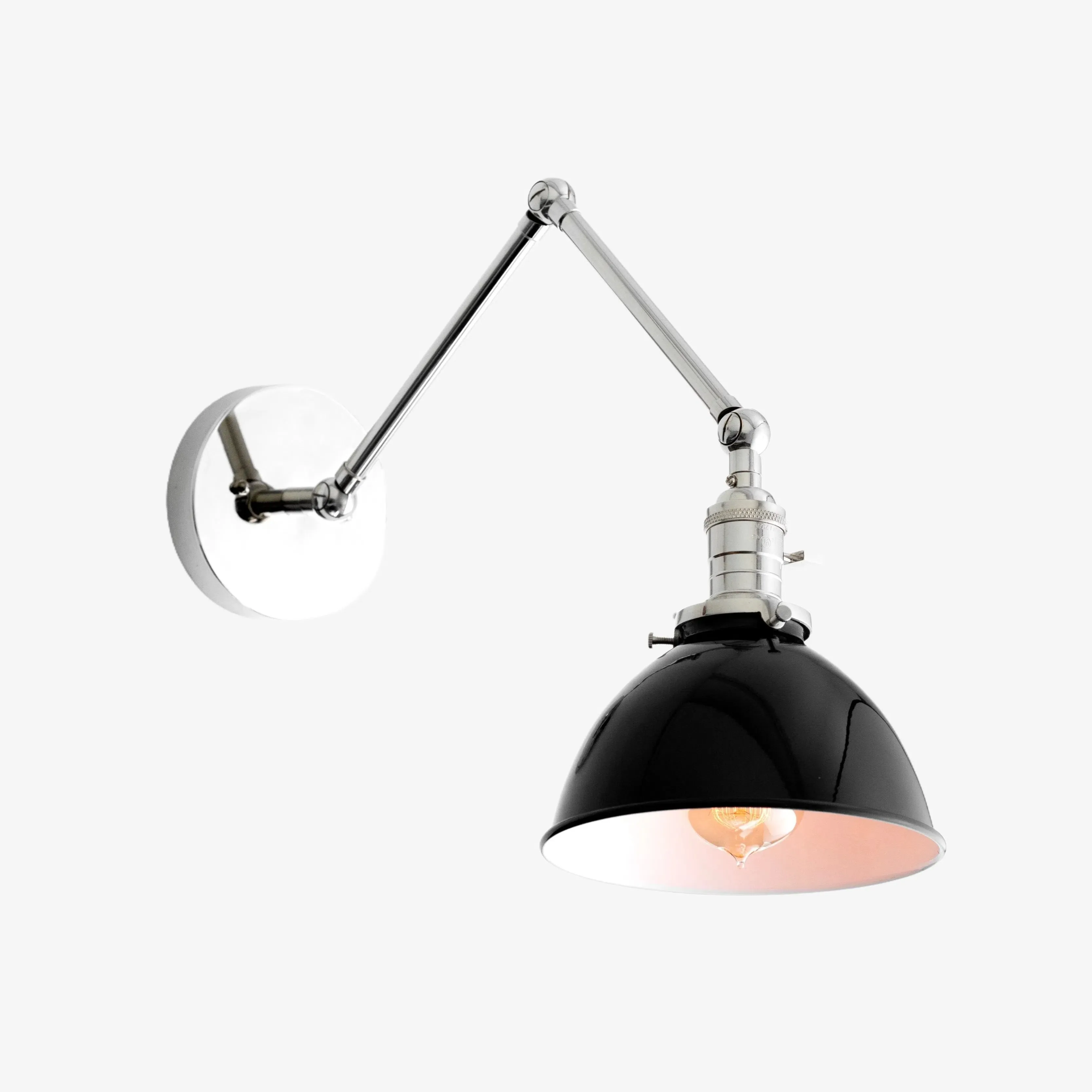 Conique Metal Vintage Industrial Swing Arm Wall Lamp - Adjustable Dome Shade for Study KL1440