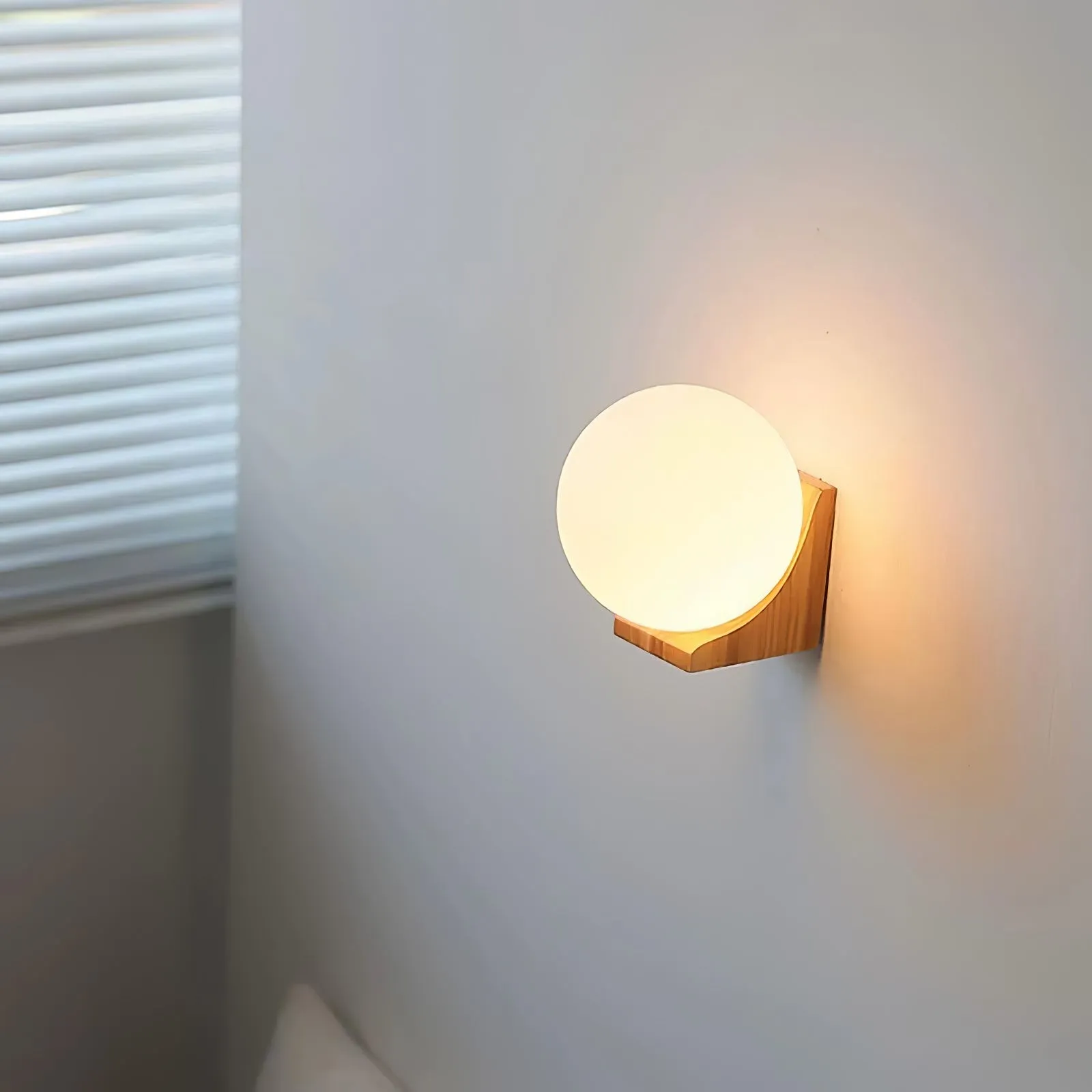 Minimalist Wooden Geometric Bracket Glass Globe Wall Lamp KL361