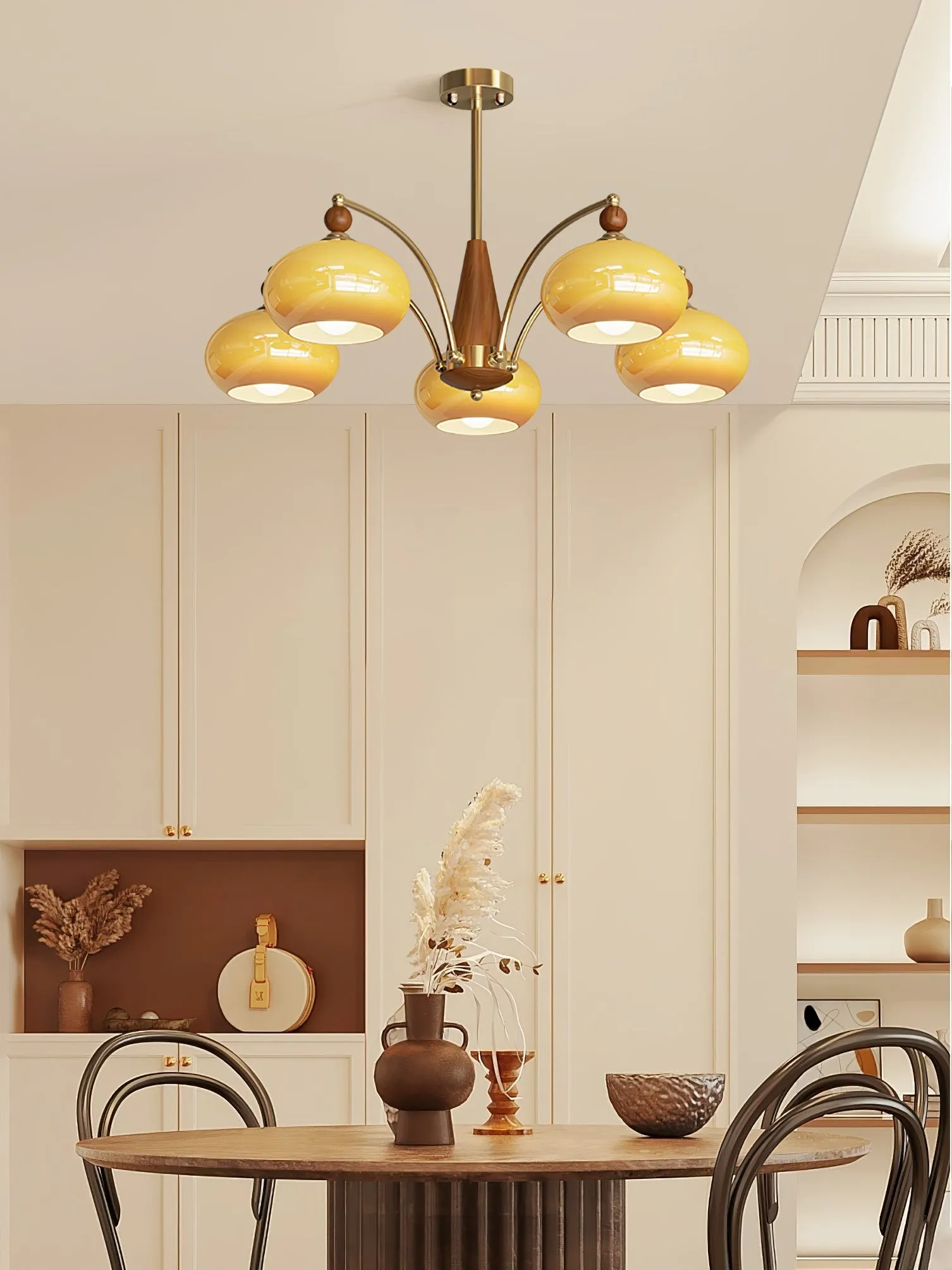 Vintage Multihead Persimmon Chandelier KL609