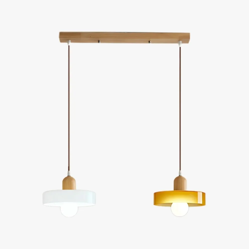Modern Nordic Disc Orb Glass Wood Pendant Light KL884