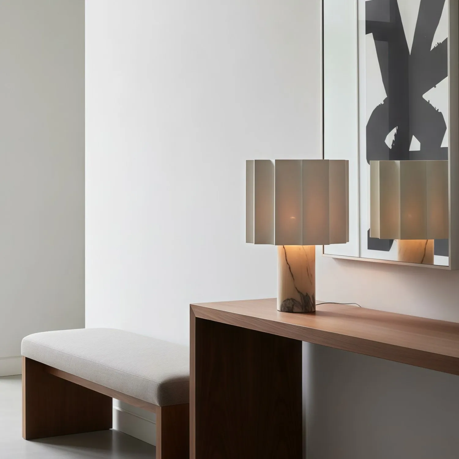 Cavilon Fan Shaped Linen Table Lamp - Modern Lighting for Living Room Decor KL2037