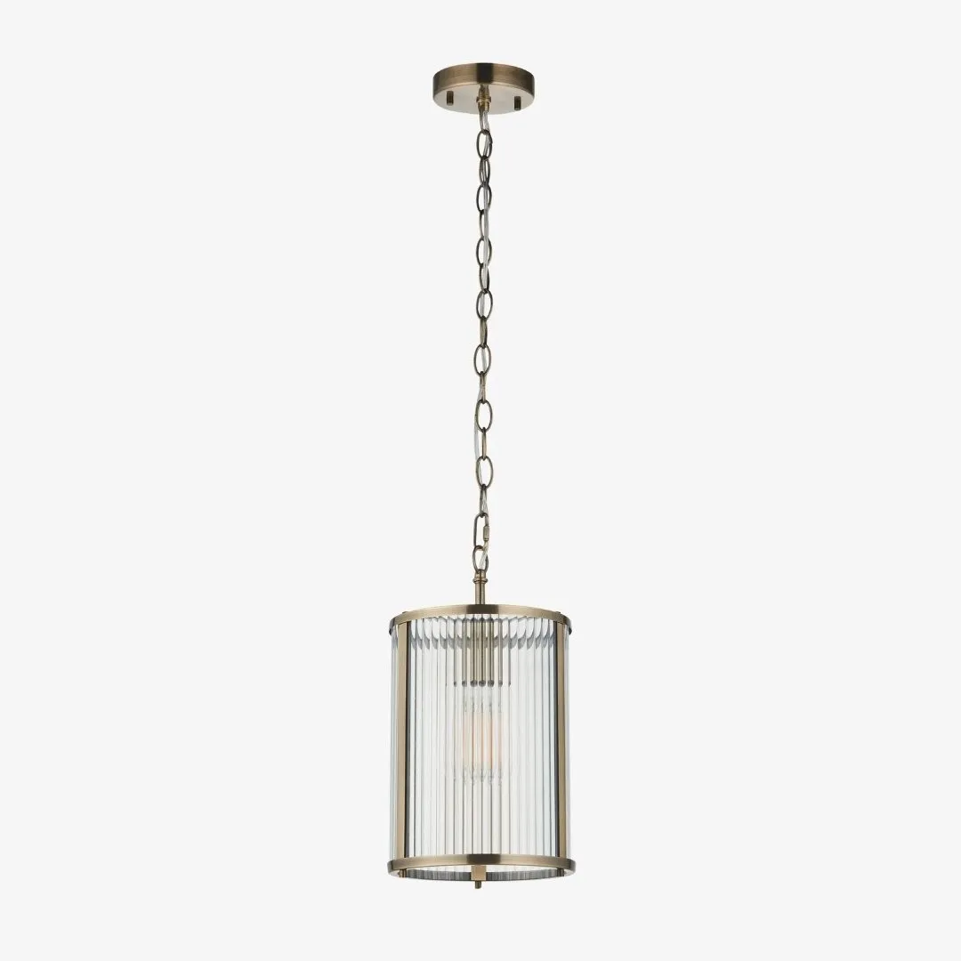 RibGlow Ribbed Glass Pendant Light - Antique Style Pendant Light for Dining Room KL1799