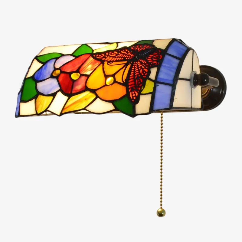 TF Tivanny Floral Stained Glass Wall Light - Tiffany Inspired Wall Sconce for Bedroom A24