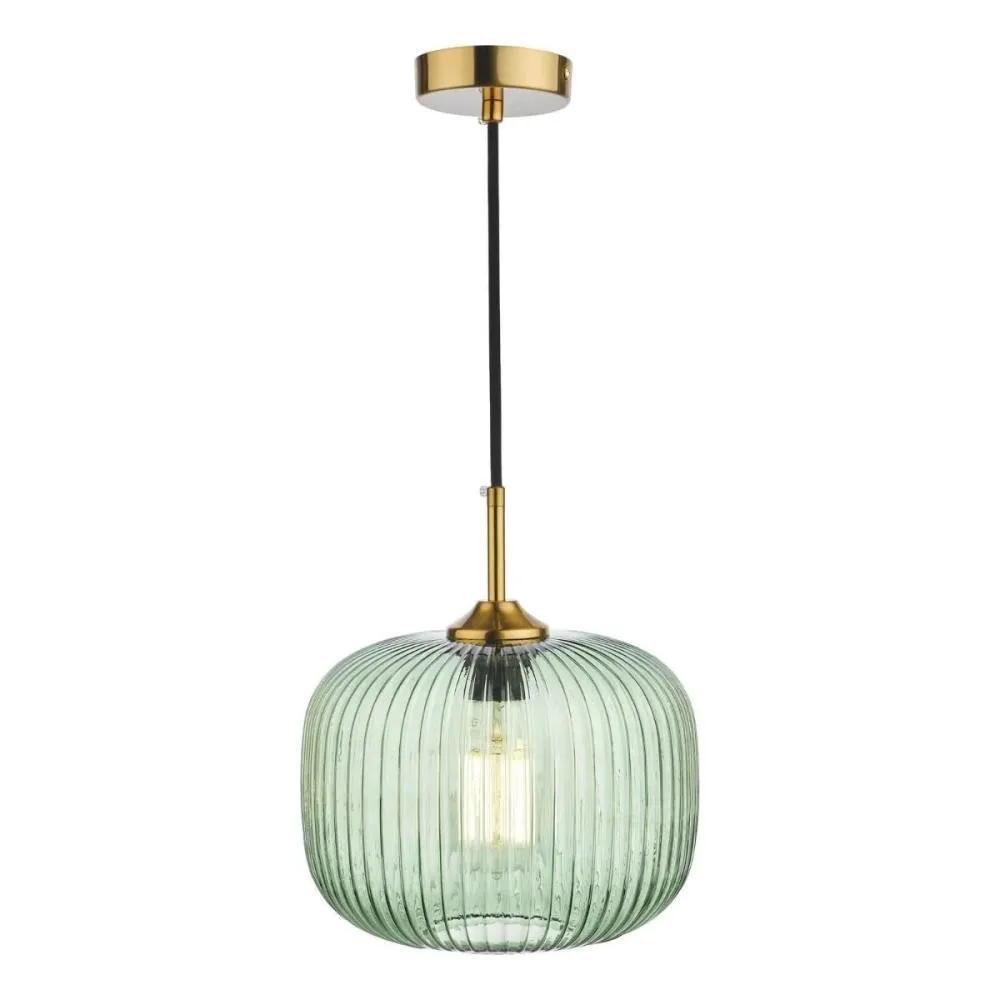 Demarius 1 Light Ribbed Glass Pendant Lamp