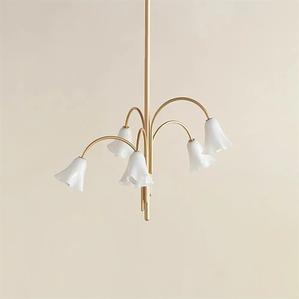 Bellina Modern Romantic Chandelier - Botanical Lily Design with Glass Flowers KL1449