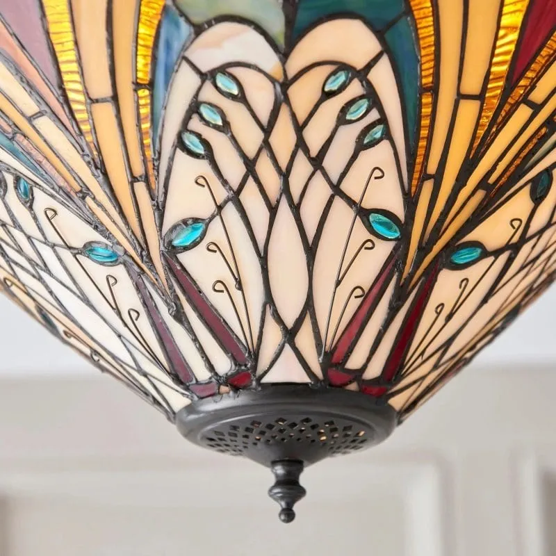 TF Hector Ceiling Light - Handcrafted Stained Glass Design Semi‑Flush or Pendant Fixture for Home KL1974