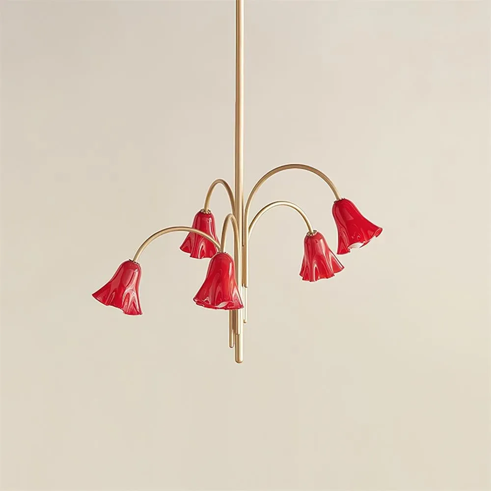 Bellina Modern Romantic Chandelier - Botanical Lily Design with Glass Flowers KL1449