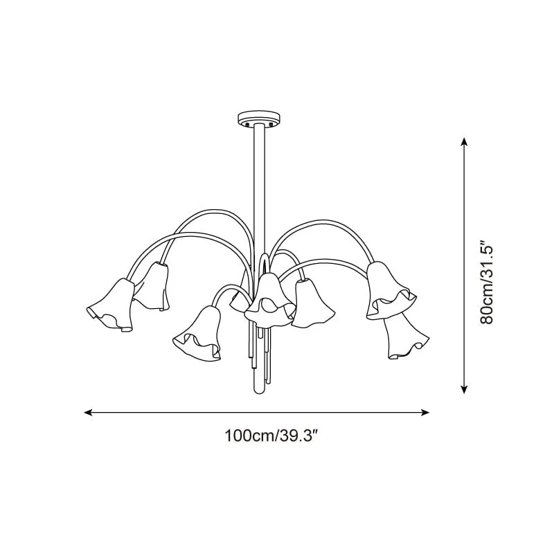 Bellina Modern Romantic Chandelier - Botanical Lily Design with Glass Flowers KL1449