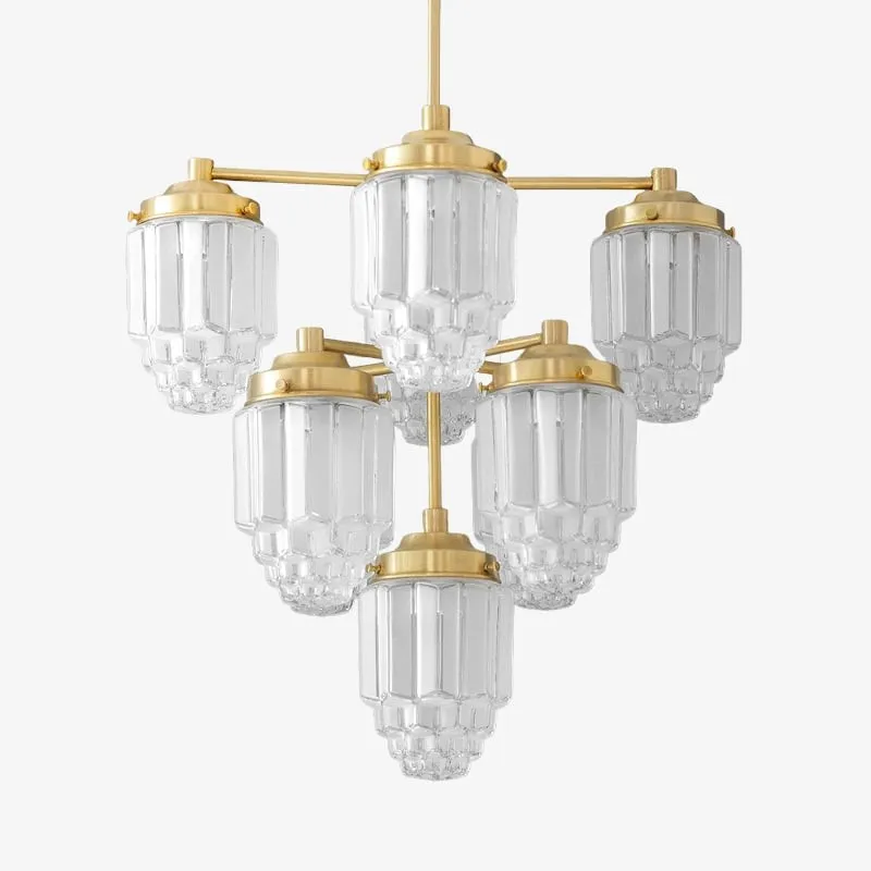 Tierlux Glass Textured Brass Chandelier – Timeless Lighting with Style KL1479