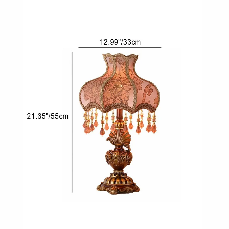 Traditional European Pink Pattern Lampshade Table Lamp KL706