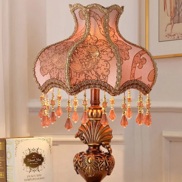 Traditional European Pink Pattern Lampshade Table Lamp KL706