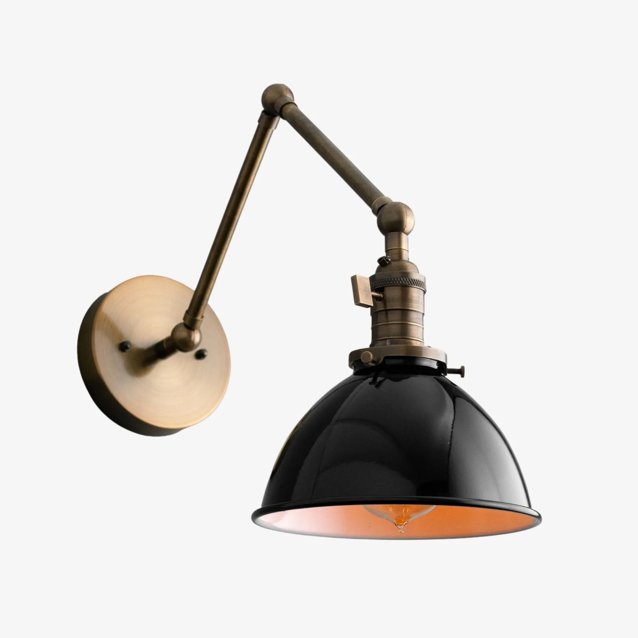 Conique Metal Vintage Industrial Swing Arm Wall Lamp - Adjustable Dome Shade for Study KL1440