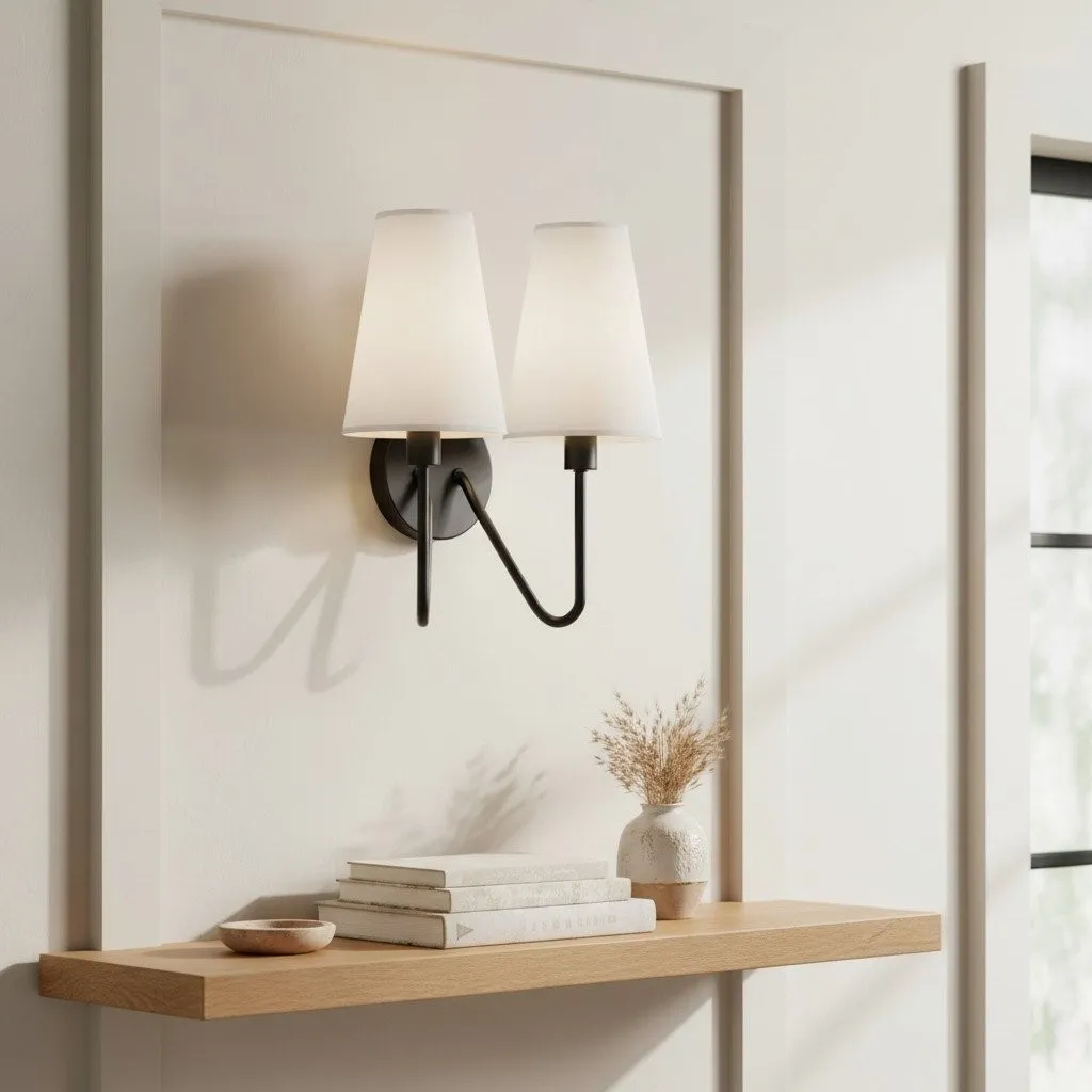Arcuma Vintage Fabric Shade Wall Lamp for Bedroom and Living Room KL2061