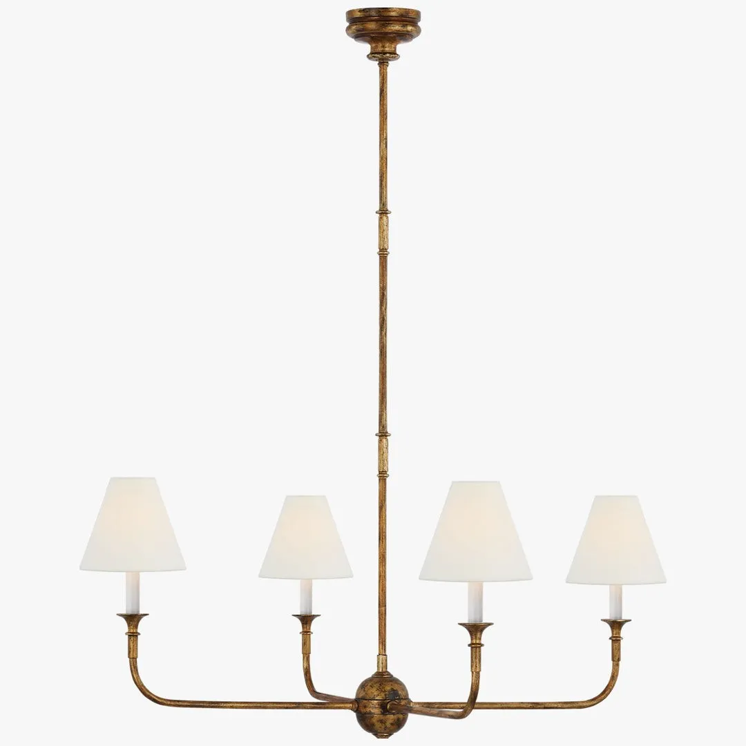 Modern Industrial Metal Chandelier – Luxury Linen Shade Design for Dining or Living Room KL1218