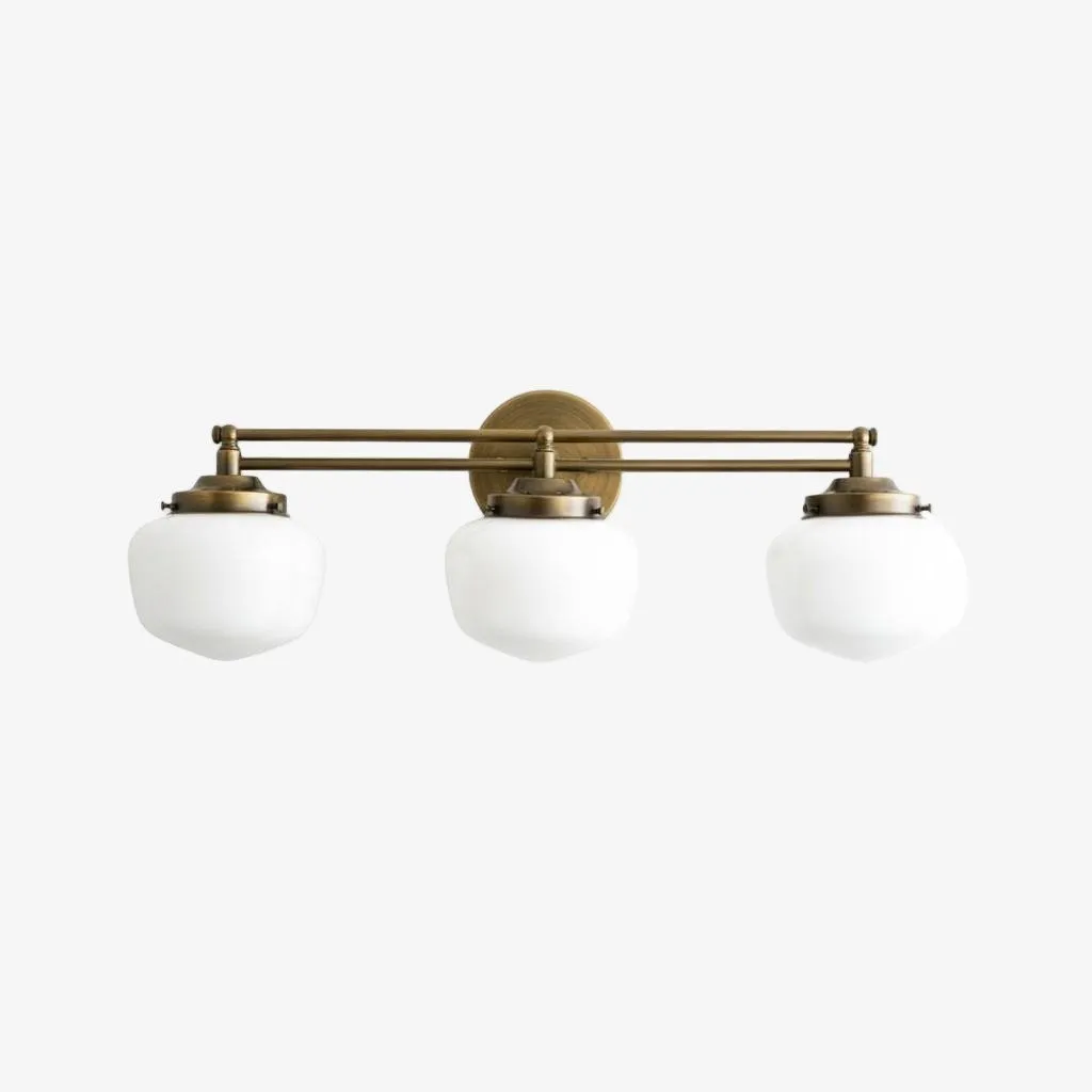 Opalume Glass Art Deco Vanity Light - Bathroom Wall Sconce with White Glass Shades KL1403