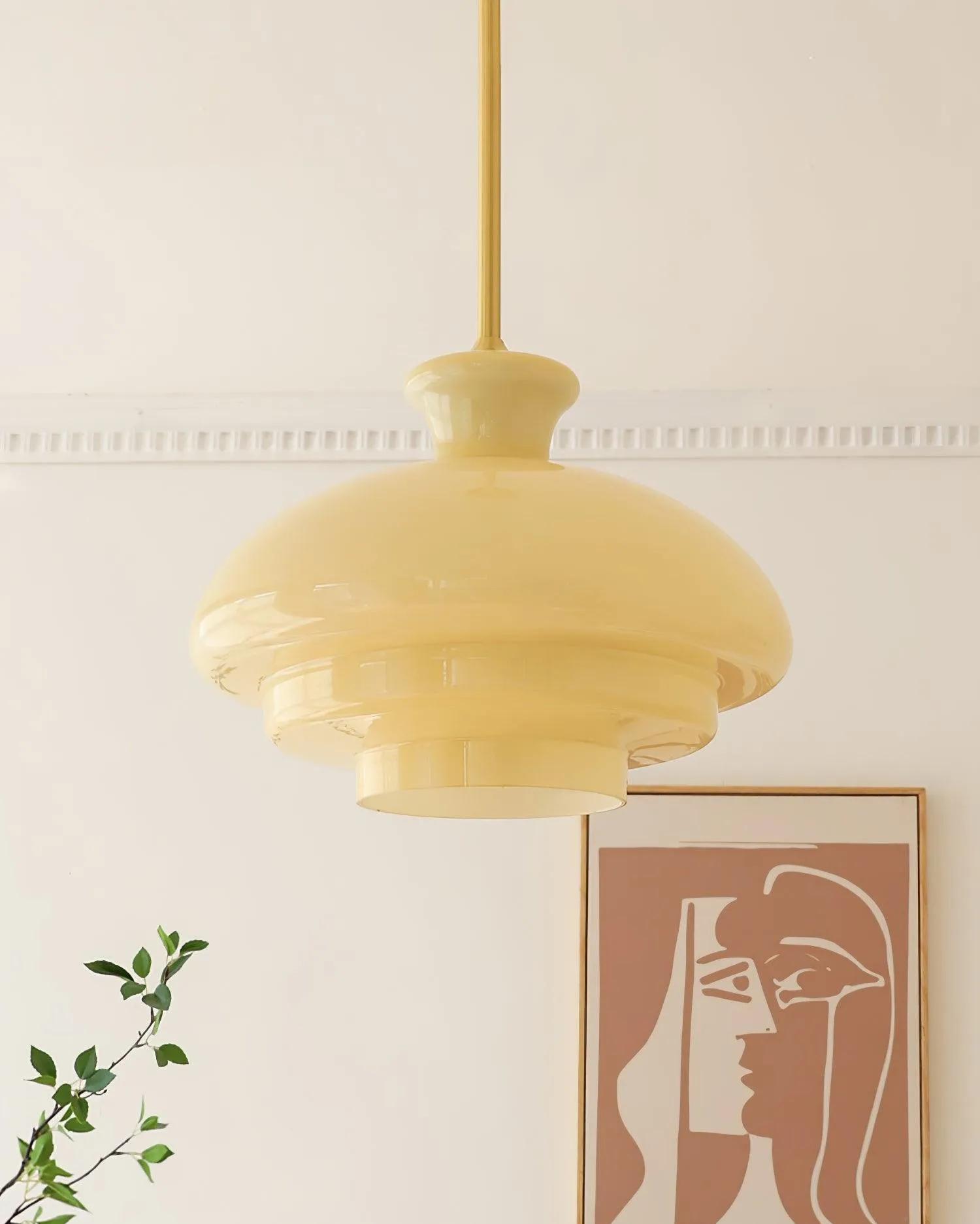 Round Yellow Stylish Simple Glass Pendant Lamp KL558