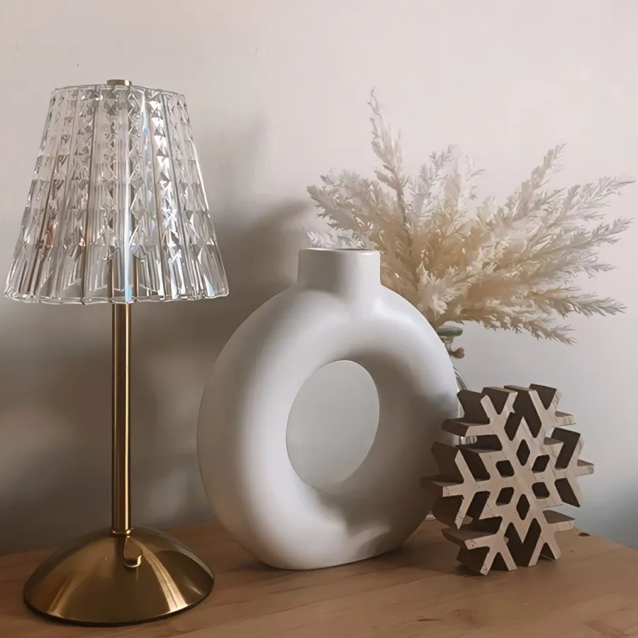 Brass Crystal Cordless Bedside Table Lamp KL72