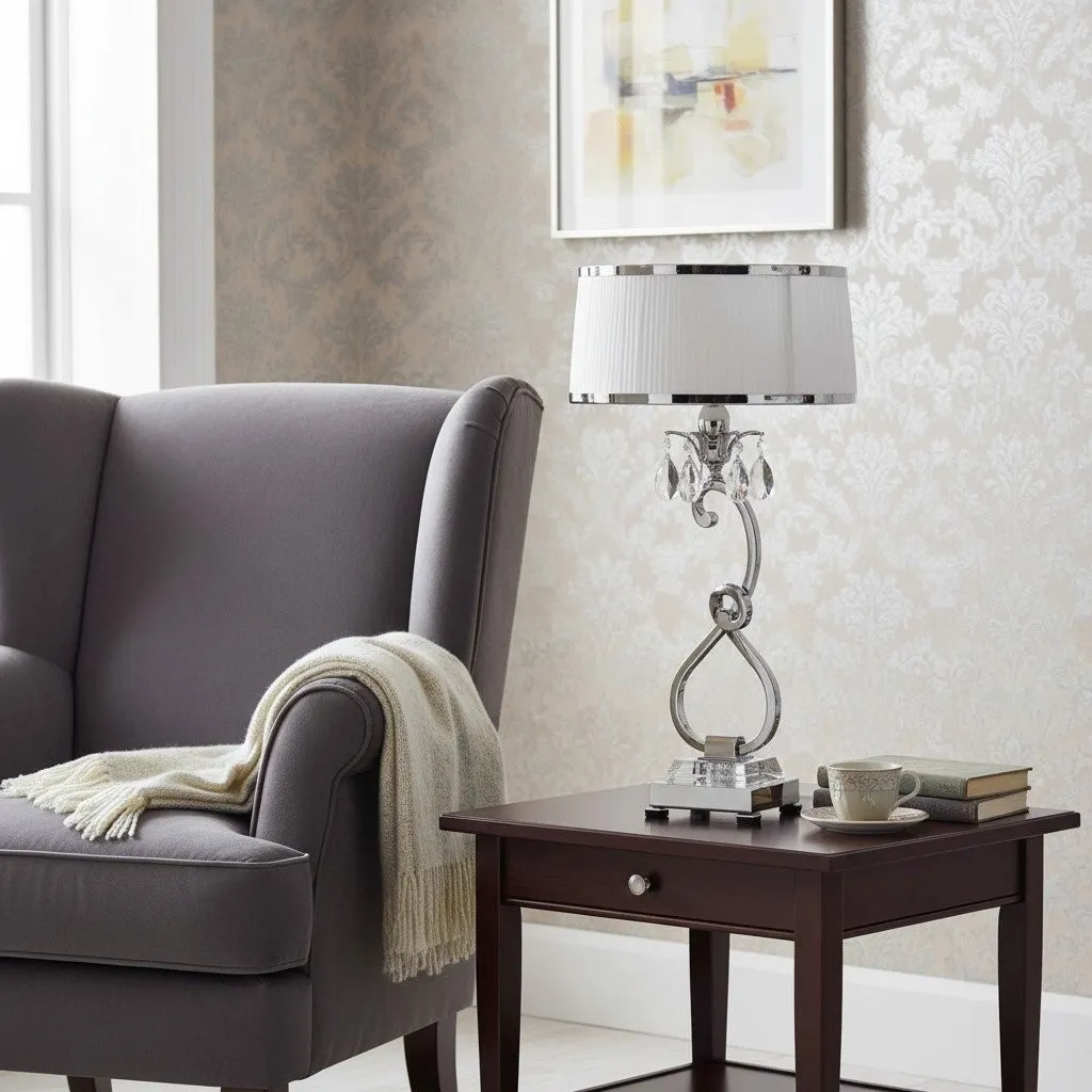 Talonis Decorative Crystal Table Lamp - Curved Metal Style for Home Interiors KL1903