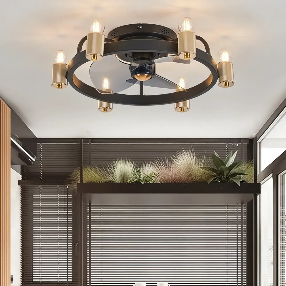 Vintage Industrial Black Ceiling Fan Light For Dining Room KL942