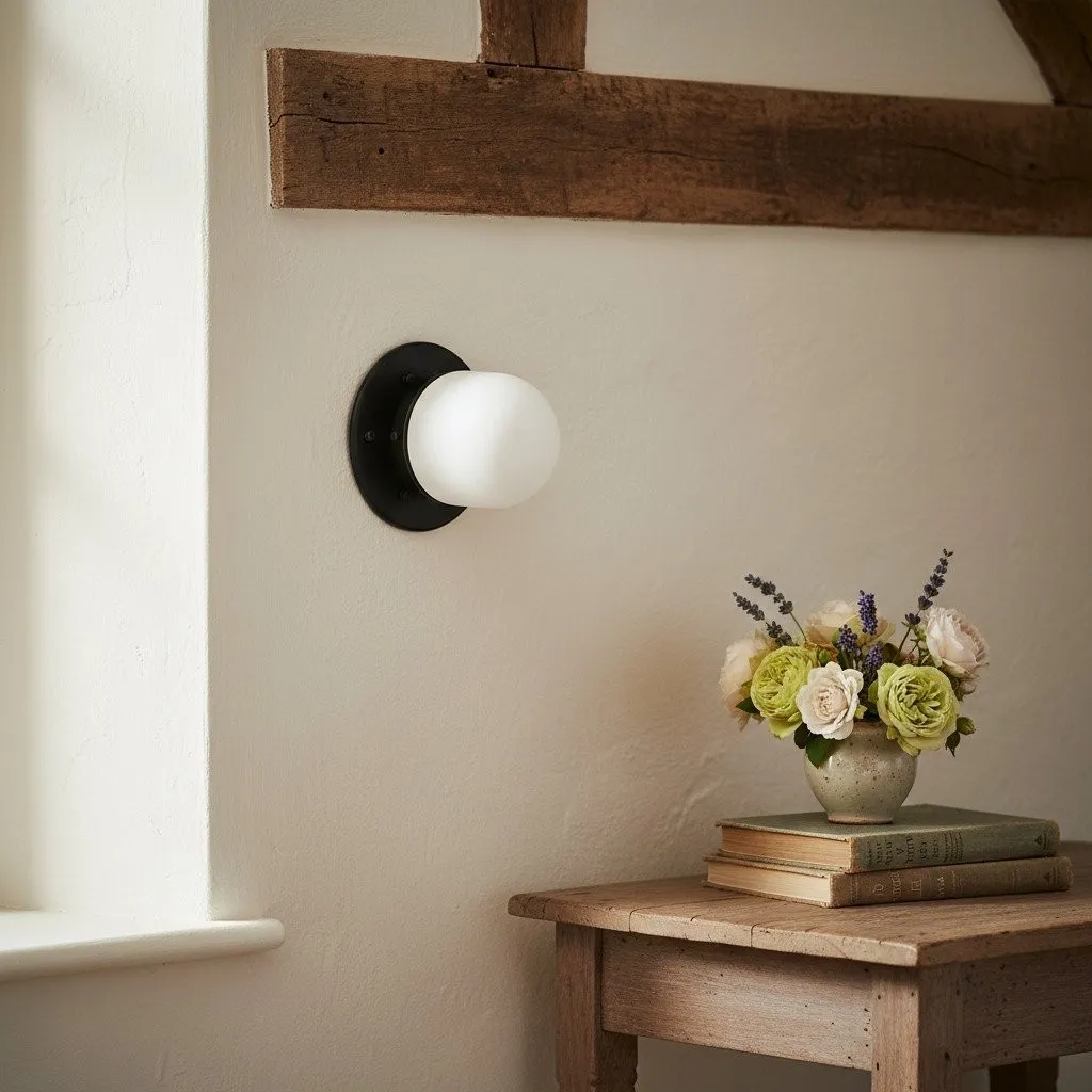 Opalume Glass Globe Flush Mount Light - Vintage Style Lamp for Hallway or Entryway KL1429
