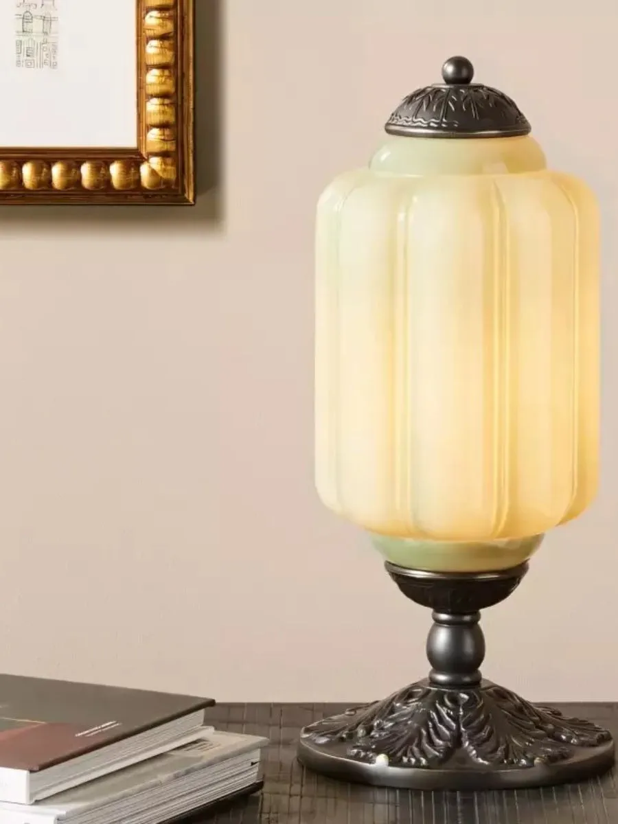 Eloise Vintage Glass Pumpkin Table Lamp - Decorative Accent Lighting for Living Spaces KL876