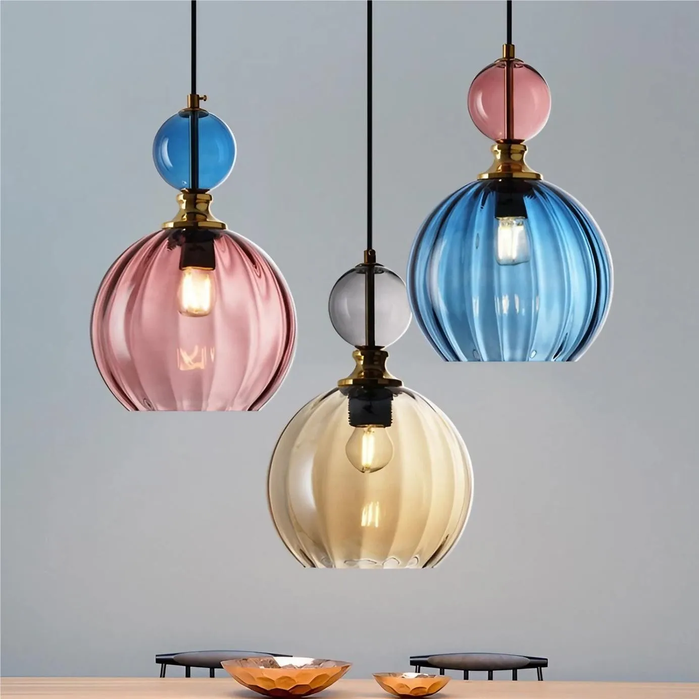 Modern Stained Glass Globe Pendant Light KL56