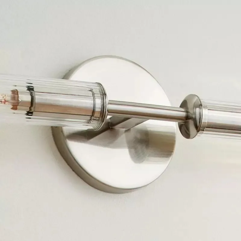 Alice Rustic Transparent Cooper Ribbed Glass Double Tube Sconce KL1121