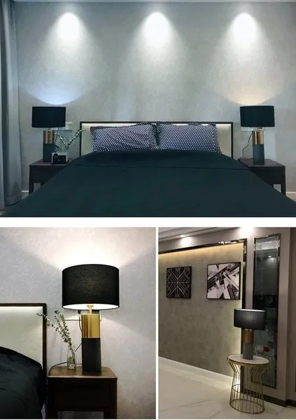 Concrete cylinder table lamp