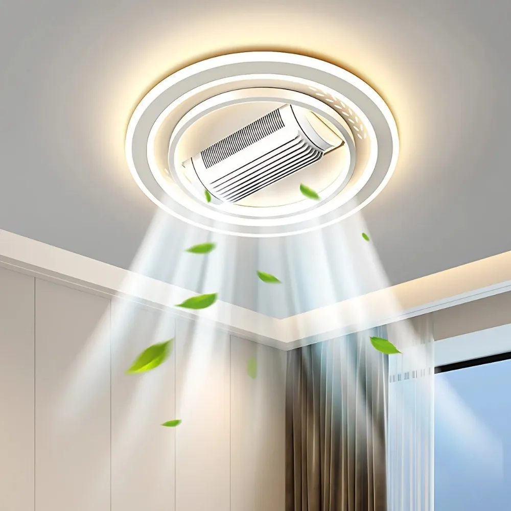 Modern Quiet Flush Mount Bladeless Ceiling Fan Light KL939