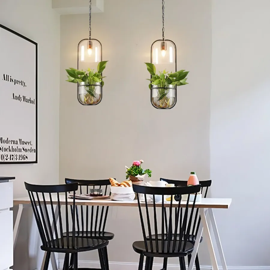 Water Plants Glass Pendant Light