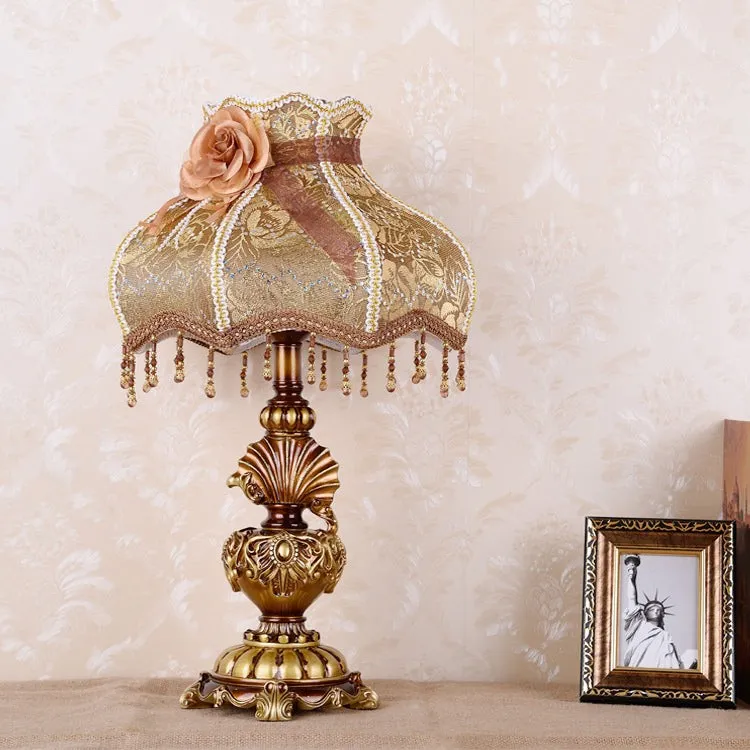 Pastoral Flower Lampshade Carved Table Lamp KL705