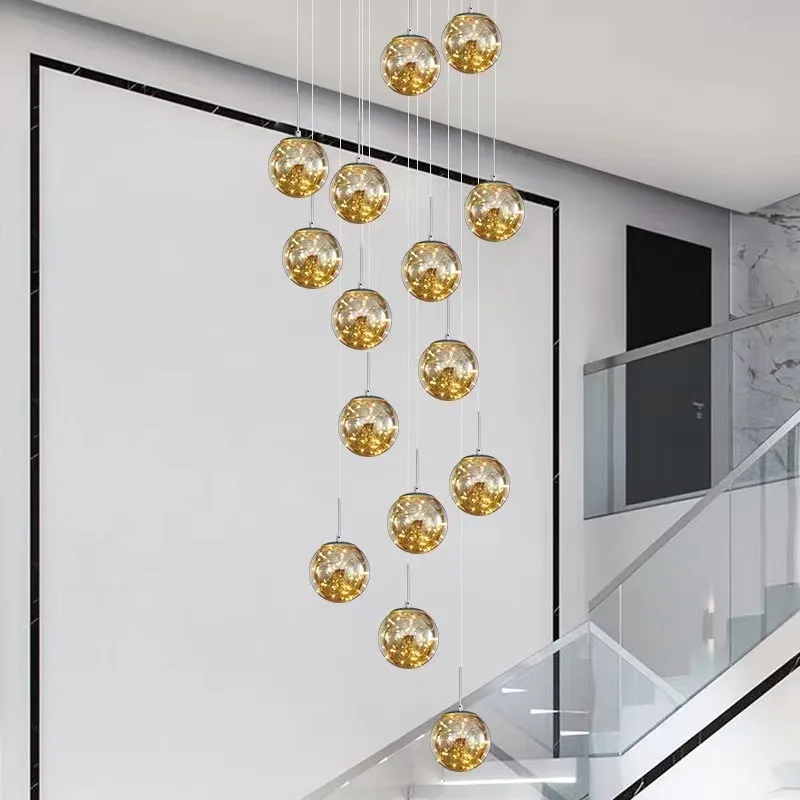 10 Glass Ball Staircase Chandelier