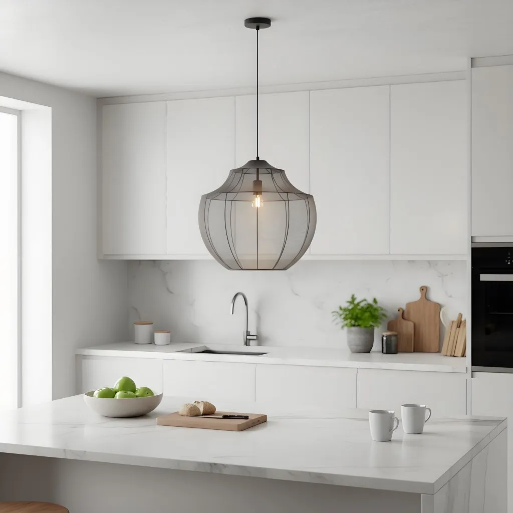 Lumifil Modern Mesh Pendant Light - Hanging Fabric Lghts are Suitable for Dining Rooms or Kitchen Islands KL1736