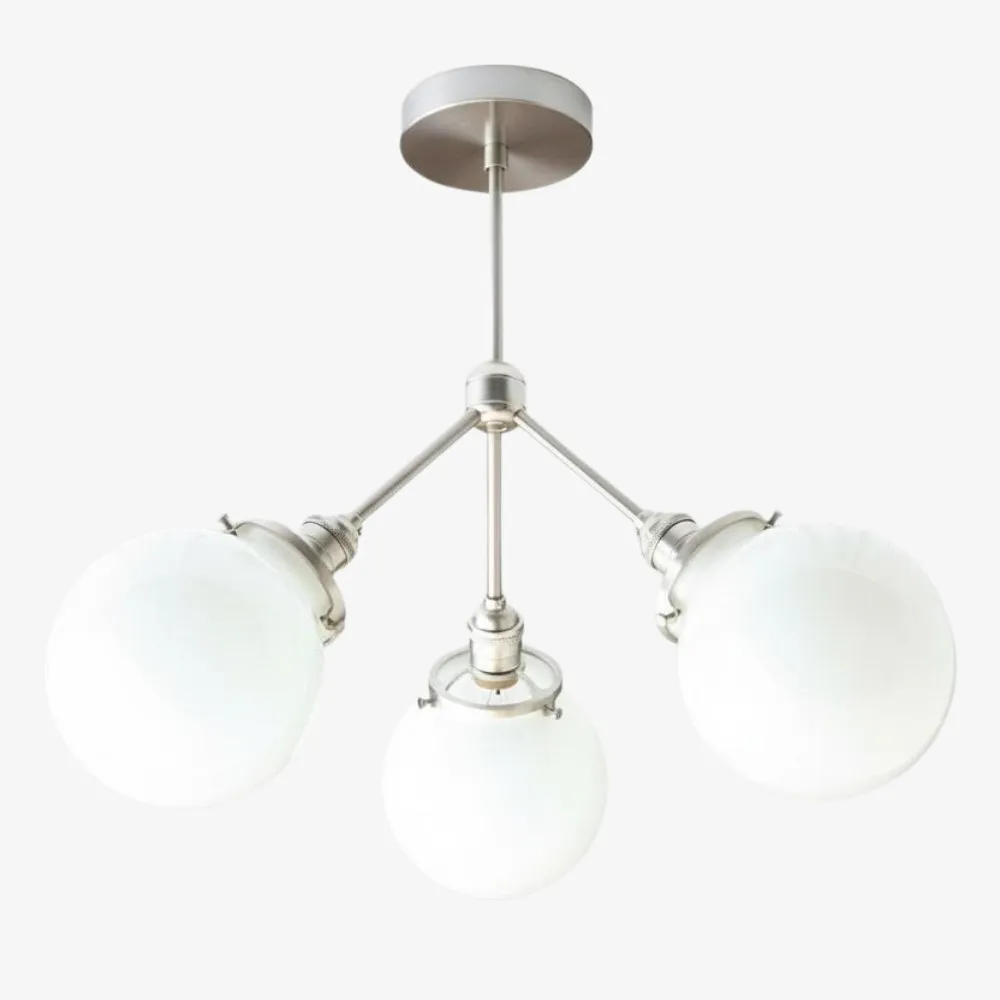 Glorica Glass Chandelier - Brass Globe Ceiling Light with Opal Shade KL1441